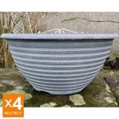 Striation Bowl Planter - Aged Black - x4 Multi Buy