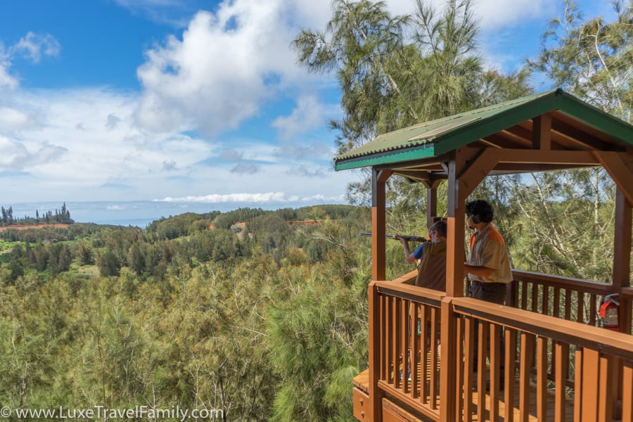 Boy and instructor Sporting Clays on Lanai