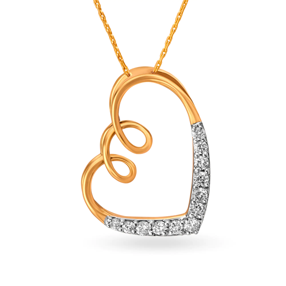 6 Yellow Gold Heart Pendant with Diamonds