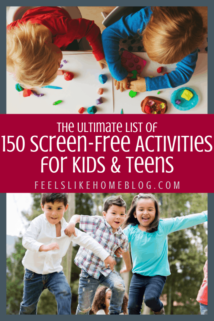 The ultimate list of screen-free activities for kids and teens - These are the best things to do when you're bored during the summer, on weekends, or anytime. Fun, simple, and easy play ideas for parents, children, and students. Great for rainy days, outside days, learning, eating, getting active, and more. Perfect for at home but could be adapted for school.