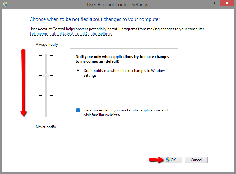 Windows 8 UAC Settings