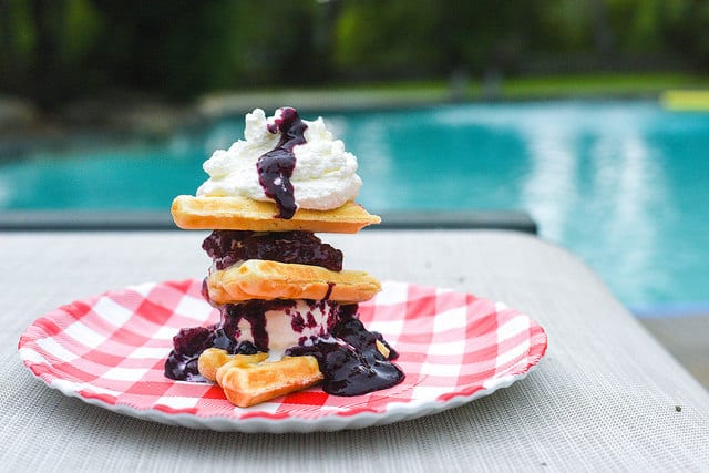 Waffle ice cream sandwich