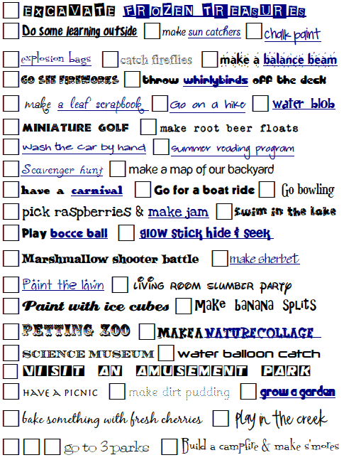 summer to do list with links