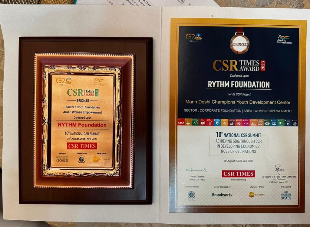 RYTHM Foundation Earns Bronze Recognition for Women Empowerment Project  at CSR Times Awards 2023